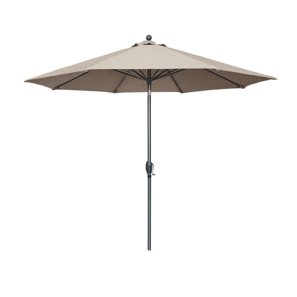 9 ft. Dark Ash Aluminum Market Patio Umbrella with Push Tilt Crank Lift in Geometric Beige Olefin price history on PriceWatchPro