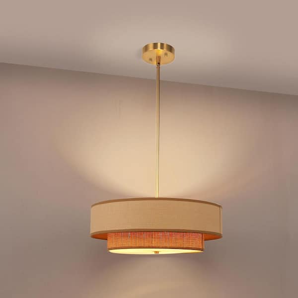 Emeritpro 17.7 in 3 Light Farmhouse Natural Copper Drum Chandelier