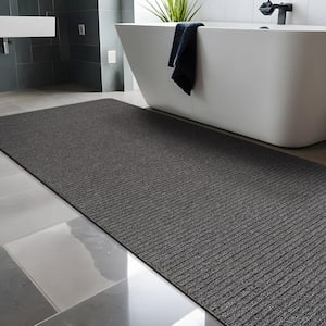 Oasis Solid Gray 2 ft. x 7 ft. Non-Slip Rubber Back Indoor Area Rug