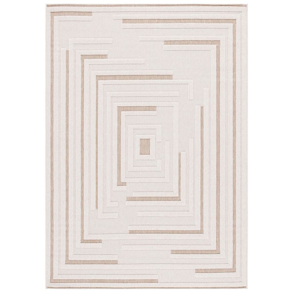 Global Light Beige/Beige 4 ft. x 6 ft. Geometric High-Low Indoor/Outdoor Area Rug price history on PriceWatchPro