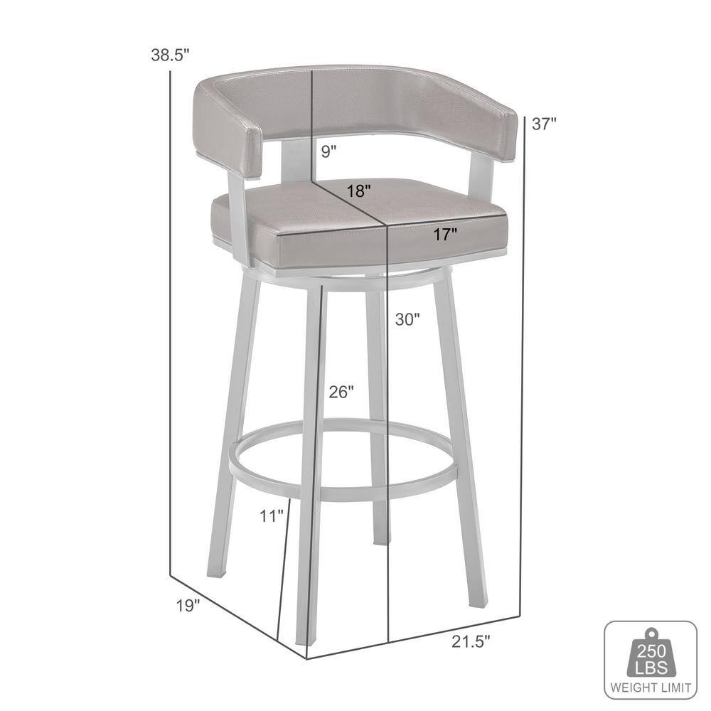 Contemporary Gray/Black Metal Leather Swivel Bar Stool