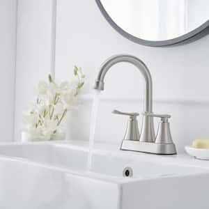 4 in. Centerset 2-Handle High-Arc Bathroom Faucet in Brushed Nickel