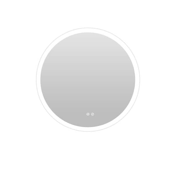 26 in. W x 26 in. H Round Frameless WallMounted Bathroom Vanity Mirror