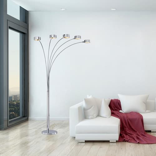88 in. Micah Modern Chrome Arched Floor Lamp with Dimmer ARTIVA Floor Lamps