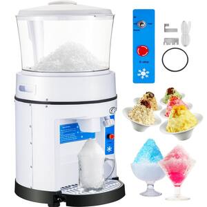Commercial Ice Shaver Crusher 280 oz. White Snow Cone Machine 1100 lb/H with 17.6 lb Hopper 350 Watt Electric
