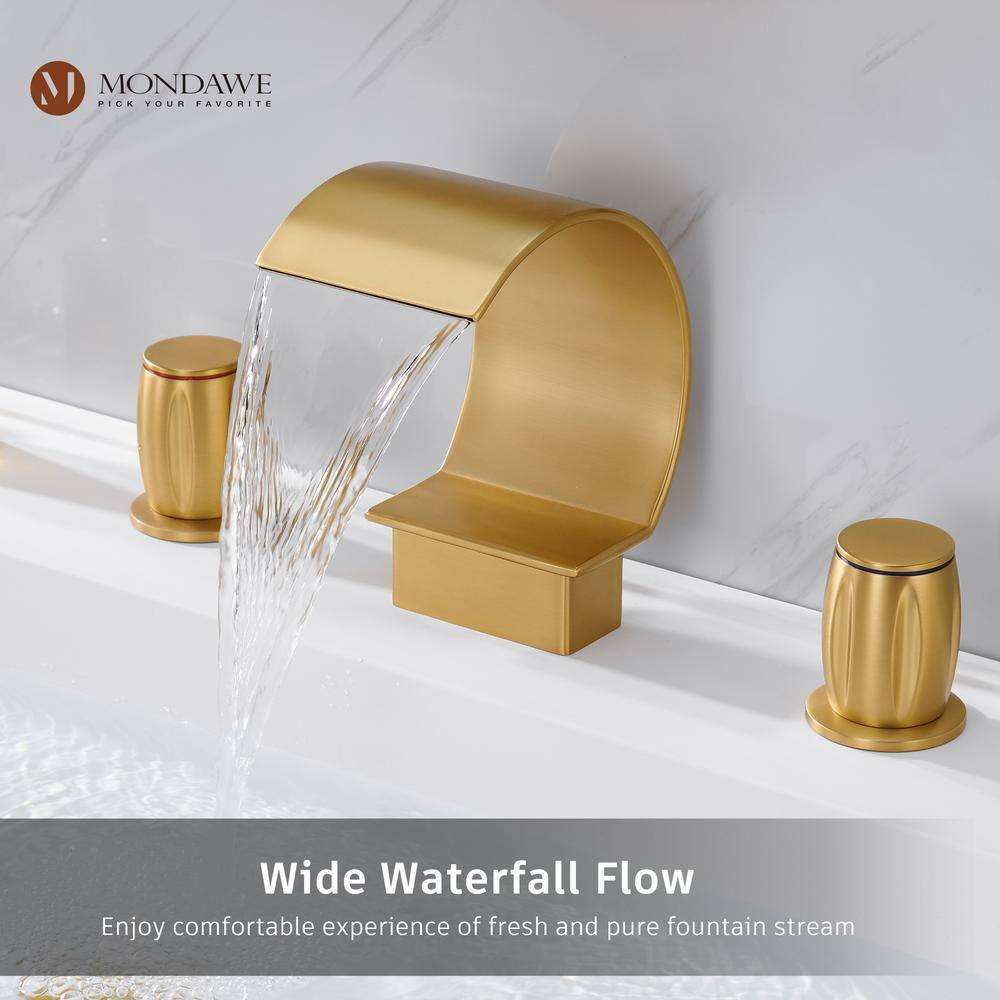 Brushed Gold Stainless Steel Waterfall Bathroom Faucet with Pop-Up Drain