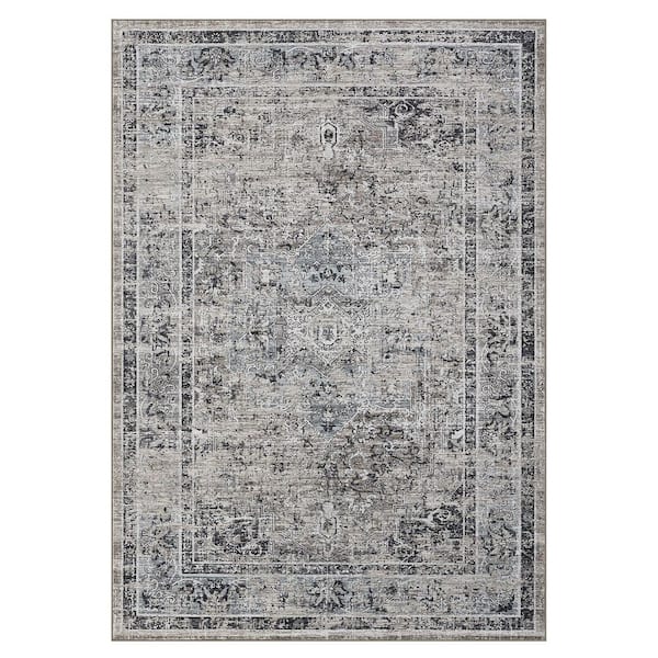 Blue 10 ft. x 13 ft. Medallion Pattern Short Pile Indoor Area Rug