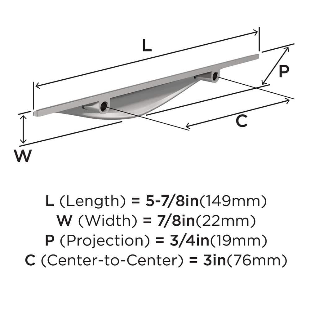 Polished Chrome 3" Finger Cabinet Pull with Mounting Hardware