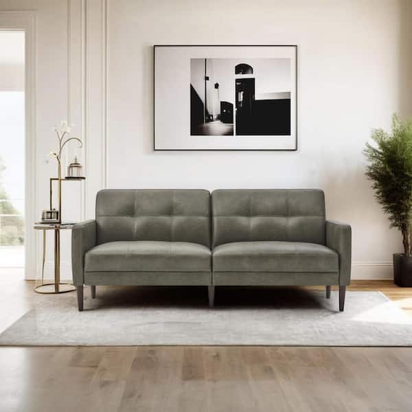 Spruce & Spring Atlas 73 in. Square Arm Faux Leather Straight Sofa