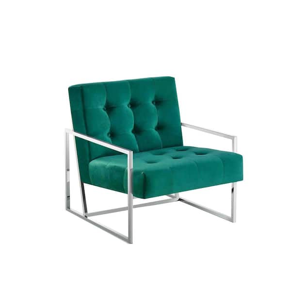 Best Master Furniture Bradley 32 in. Green/Stainless Steel Velvet Arm Chair
