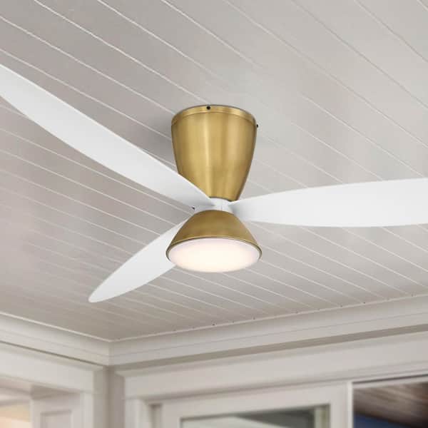 MINKA-AIRE Hourglass 58 in. Indoor Legacy Brass Flush Mount Ceiling Fan with Integrated LED and Remote Control Included