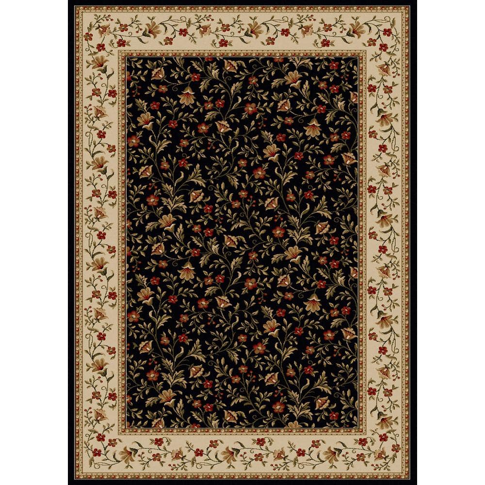 Como Black 3 ft. x 5 ft. Traditional Floral Area Rug