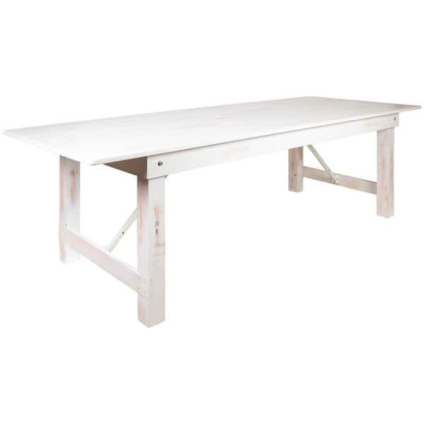 Carnegy Avenue Antique Rustic White Wood 4 Leg Dining Table Seats 10
