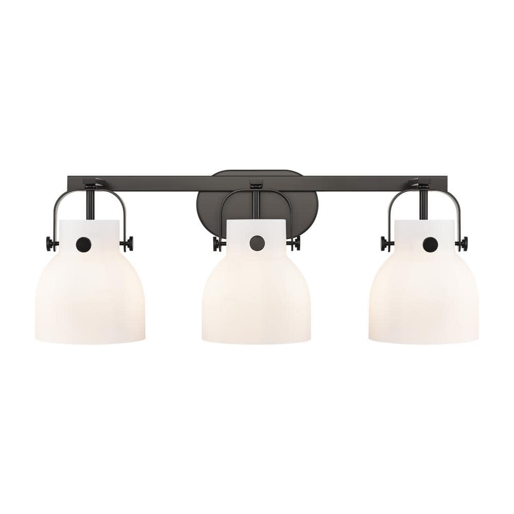 Pilaster II Bell 26.5 in. 3-Light Matte Black Vanity Light with Glass Shade price history on PriceWatchPro
