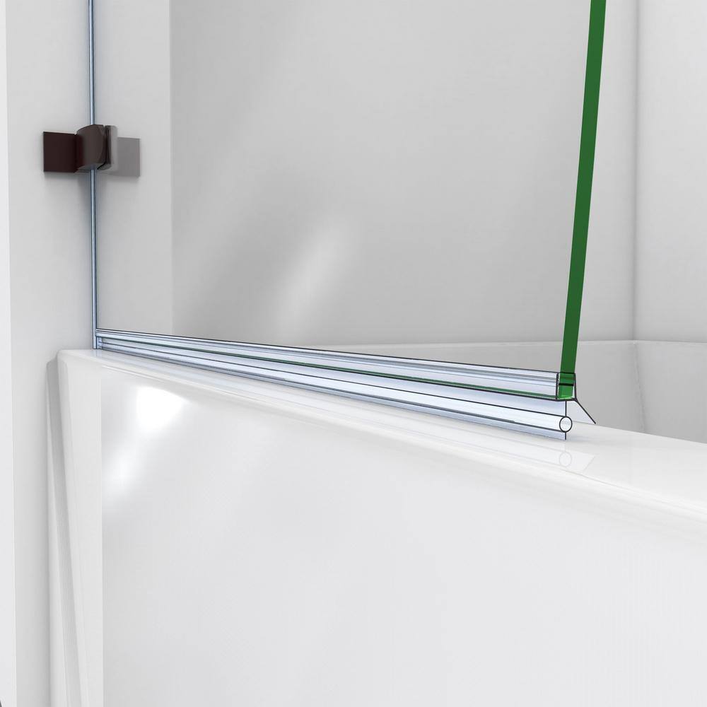 Aqua Uno Oil-Rubbed Bronze Frameless Hinged Tub Door with Clear Glass