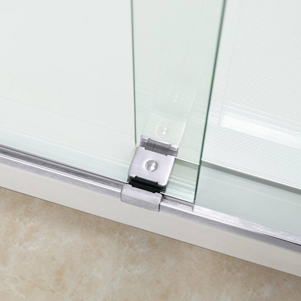 60" Chrome Frameless Sliding Shower Door with Clear Glass