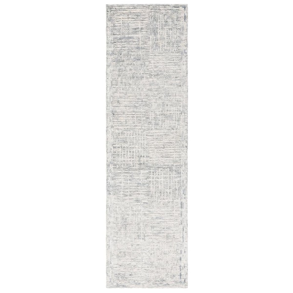 SAFAVIEH Abstract Light Blue/Ivory 2 ft. x 8 ft. Checkered Unitone Runner Rug
