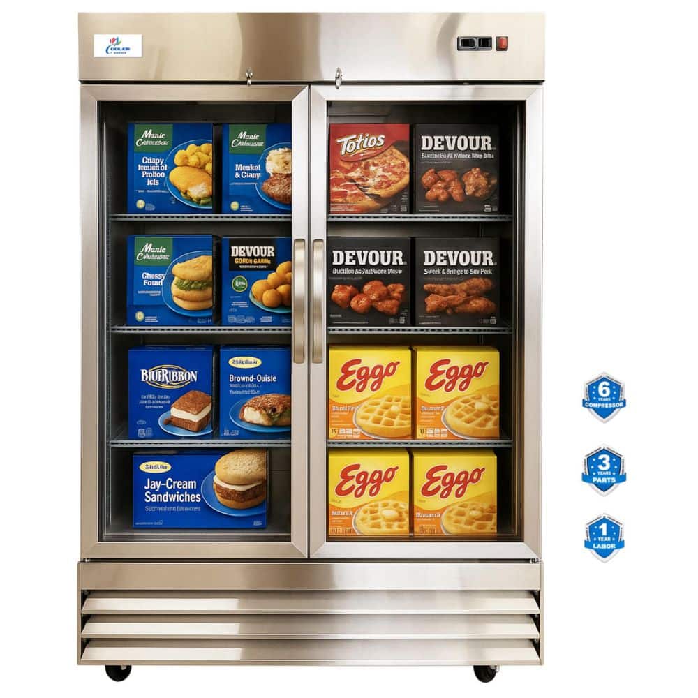 54 in. W 47 cu. ft. NSF Frost Free Defrost Commercial Upright Freezer Glass Door Merchandiser Display in Stainless Steel price history on PriceWatchPro