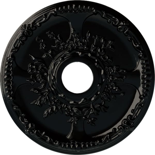 Ekena Millwork 1-3/8 in. x 18 in. x 18 in. Polyurethane Antioch Ceiling Medallion, Black Pearl