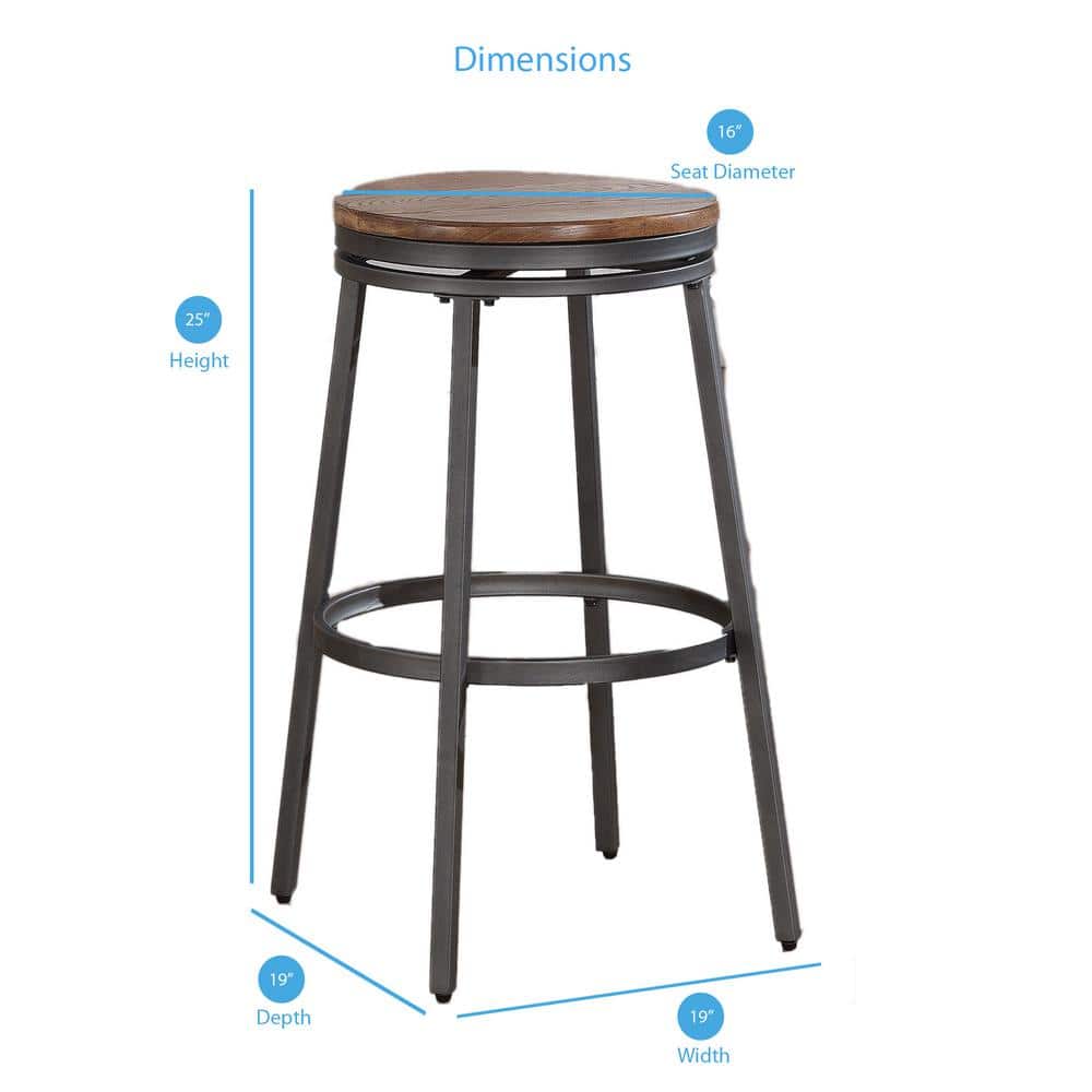 Slate Grey and Oak Industrial Swivel Counter Stool