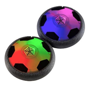 Hover Soccer Ball Multi-Color Air Soccer Balls with LED Lights and Soft Bumpers for Safe Indoor Play (2-Pack)