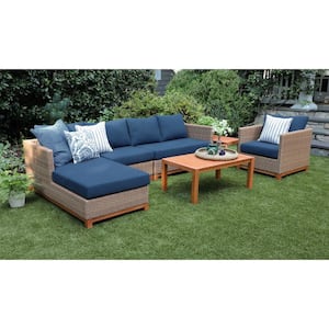 Hillgrove 6-Piece Resin Wicker Outdoor Sectional with Sunbrella Cast Harbor Cushions