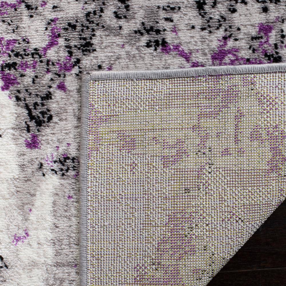 Modern Abstract Grey & Purple Synthetic Area Rug - 2' x 10'