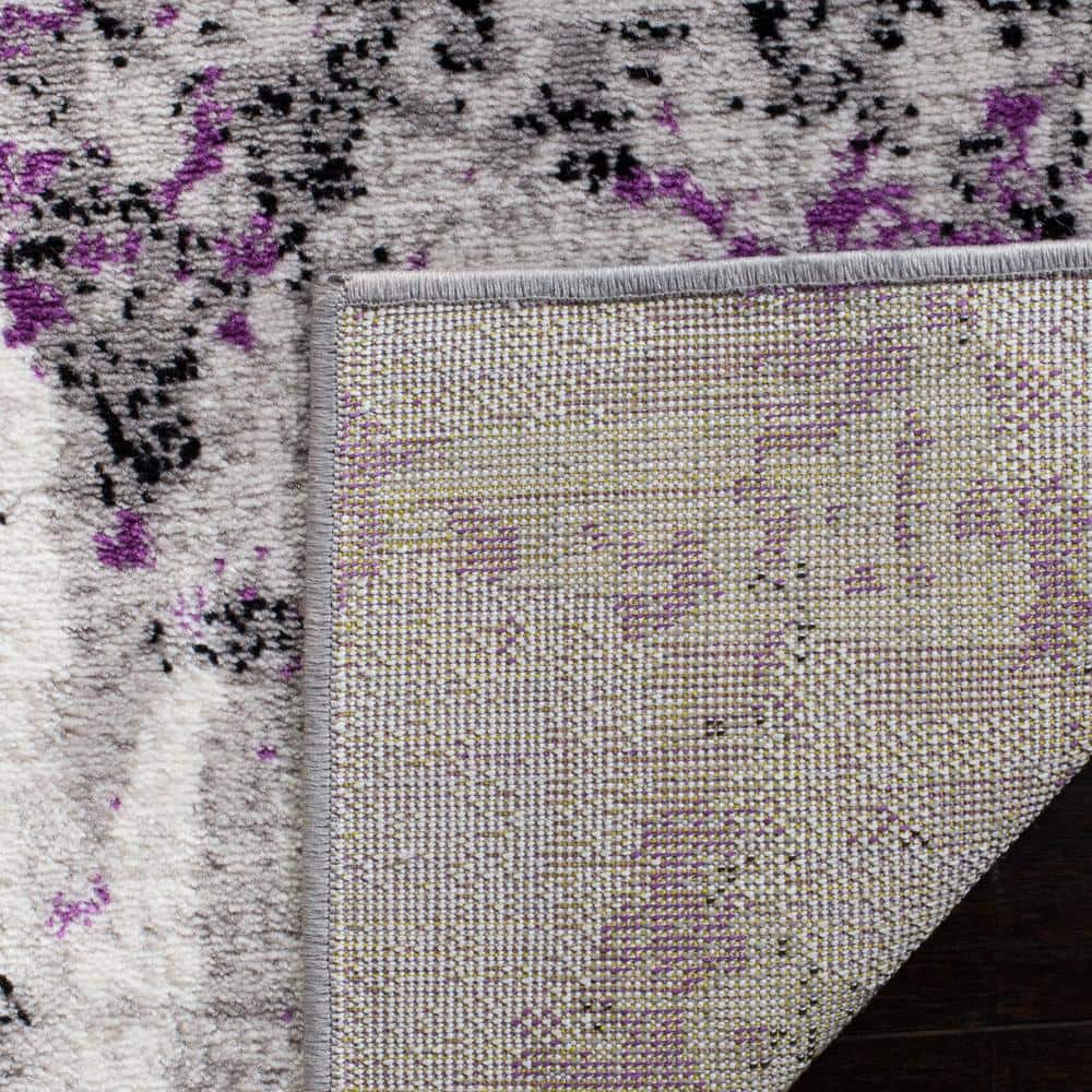 Skyler 4' x 6' Grey and Purple Abstract Synthetic Area Rug