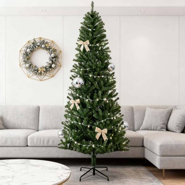 JUJABU 94.5 in. H Holiday Green Artificial Christmas Tree with