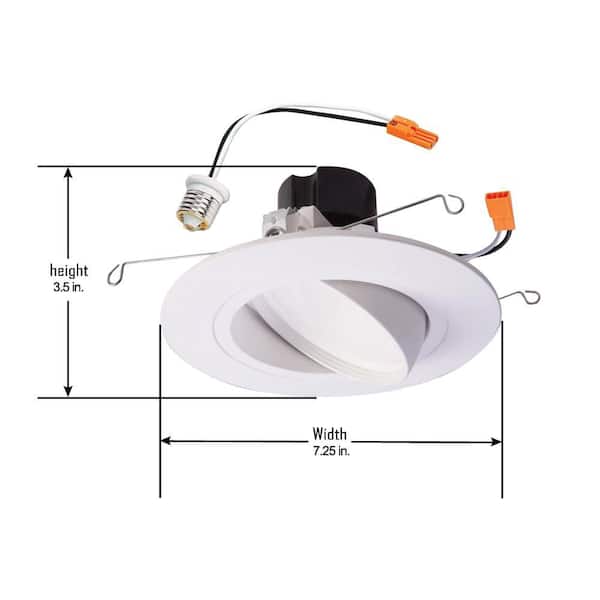 RA 5 in. and 6 in. White Integrated LED Recessed Ceiling Light Fixture Adjustable Gimbal Trim 90 CRI, 3000K Soft White