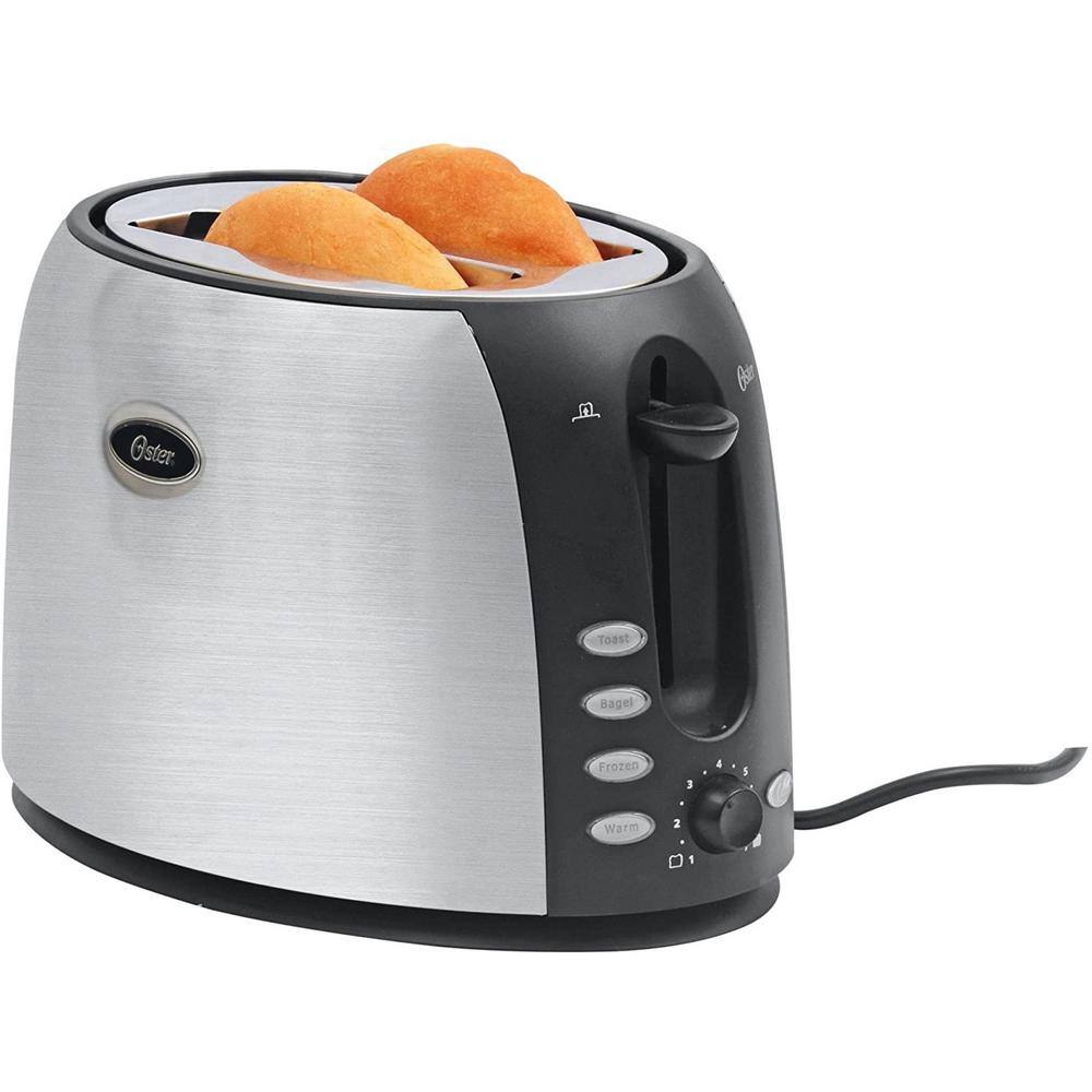 Black and Stainless Steel 2-Slice Wide Slot Toaster