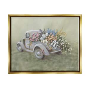 Farmhouse Flower Buggy Car Design by Pam Britton Floater Framed Nature Art Print 31 in. x 25 in.