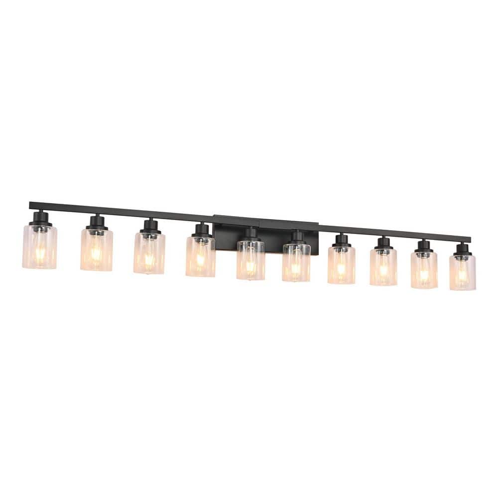 65 in. 10-Light Black Vanity Light with Clear Glass Shades Industrial Bathroom Wall Sconce price history on PriceWatchPro