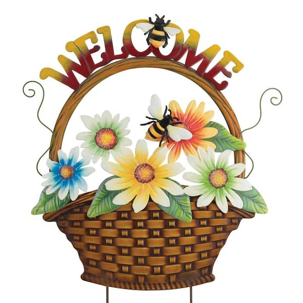 Basket Flower Stake-Welcome