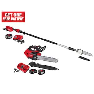 M18 FUEL 10 in. 18V Brushless Cordless Telescoping Pole Saw Kit w/14 in. Top Handle Chainsaw, (3) Battery, (2) Charger