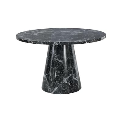 Serenity 48 in. L Black/White Faux Marble Round Dining Table (Seats 4)