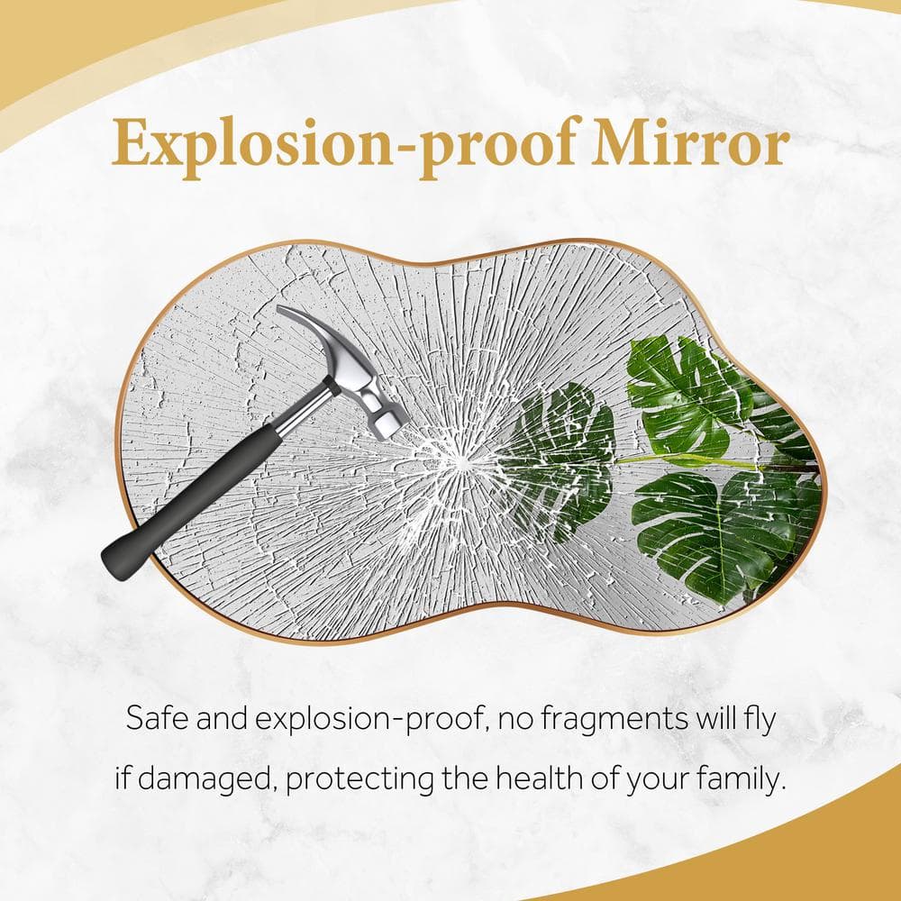 Large Gold Asymmetrical Decorative Wall Mirror with Metal Frame