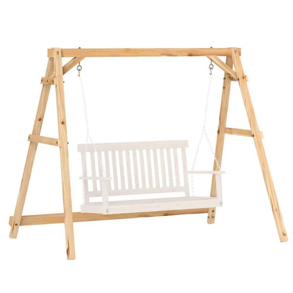 Outsunny 2-Person Wooden Porch Swing Frame, A-Frame Swing Stand