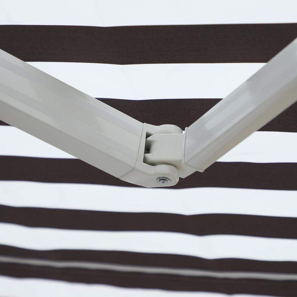 Coffee Striped 10' x 8' Retractable Patio Awning with Aluminum Frame