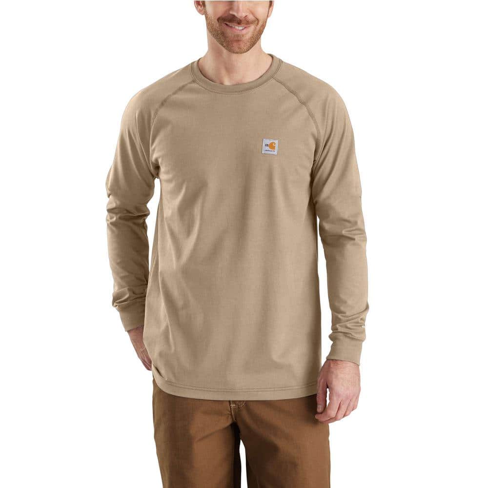 Carhartt Men's Regular Medium Khaki FR Force Long Sleeve T-Shirt 102904-250  - The Home Depot