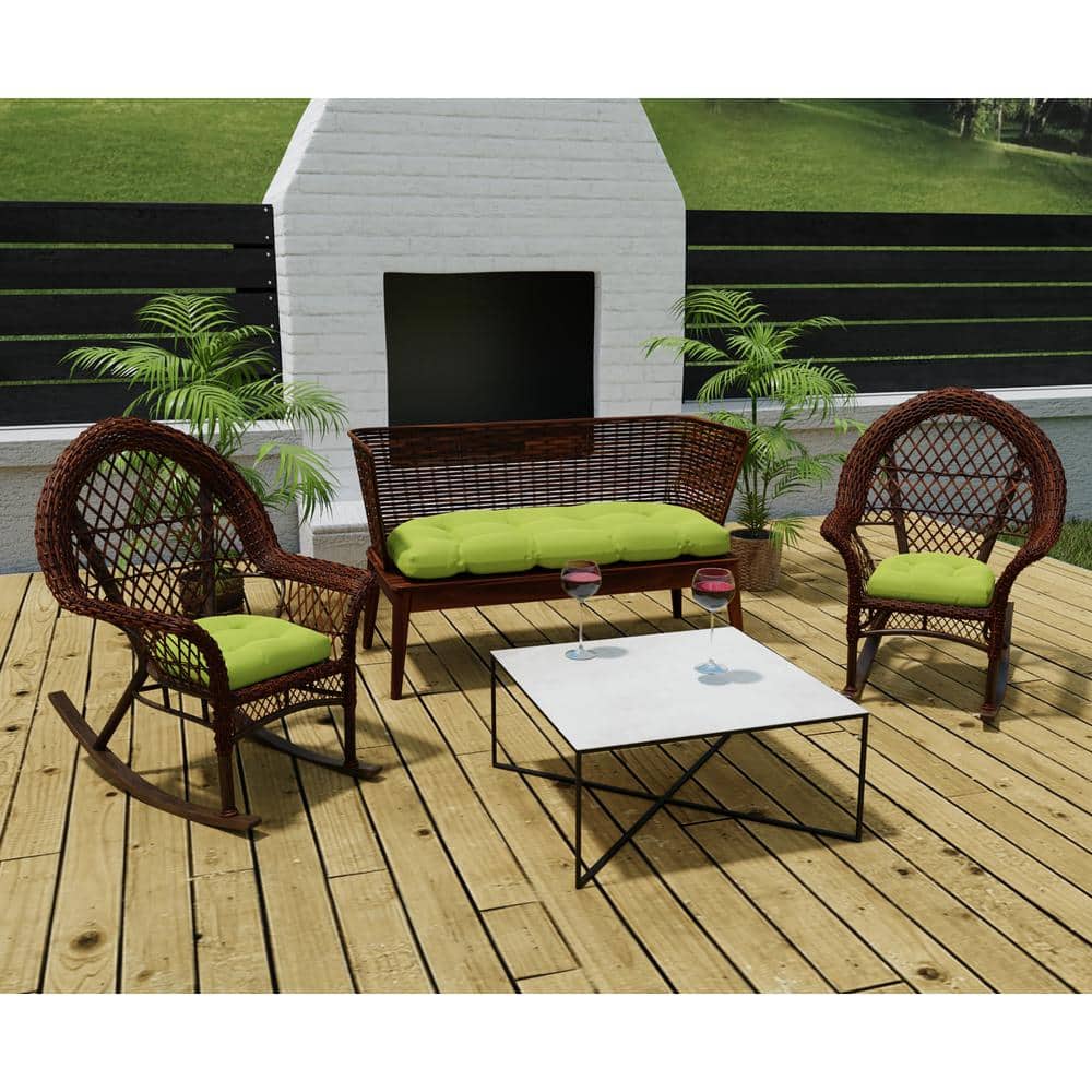Veranda Citrus Green Tufted Outdoor Wicker Cushion Set