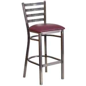 31 in. Burgundy and Clear Steel Cushioned Bar Stool