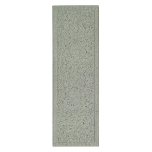Rosemoor Sage 2 ft. X 6 ft. Floral Machine Washable Runner Rug