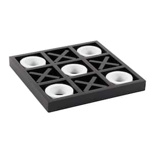 Black Wood Tic Tac Toe Game Set with White Os