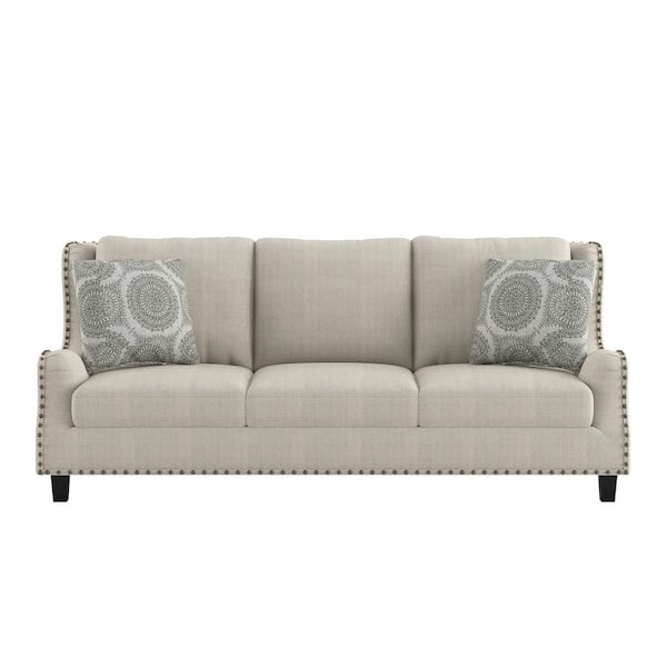 EVERGLADE HOME Tulay 84 in. Slope Arm Fabric Straight in Beige