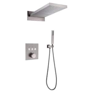 Single Handle 3-Spray Shower Faucet 1.8 GPM with Easy to Install, Thermostatic Shower Faucet in Brushed Nickel