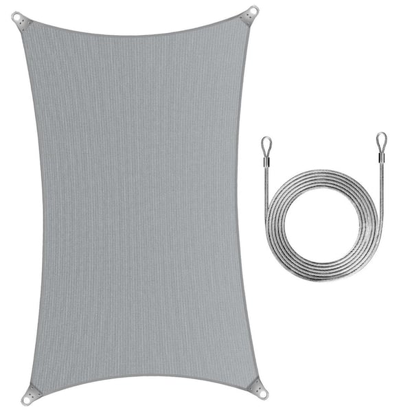 Super Ring 18 ft. x 24 ft. Sun Shade Sail with Cable-Grey