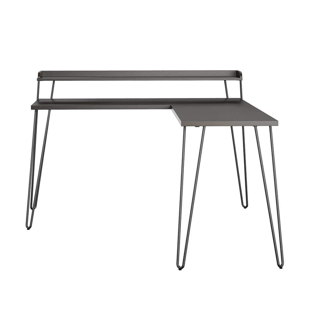 55 in. L-Shaped Espresso Computer Desk with Shelf