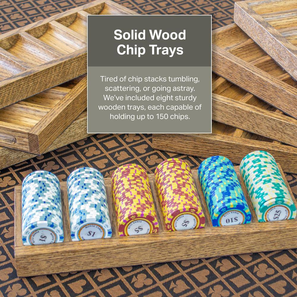 54'' Mocha Oak 8-Player Poker Table with Chip Trays