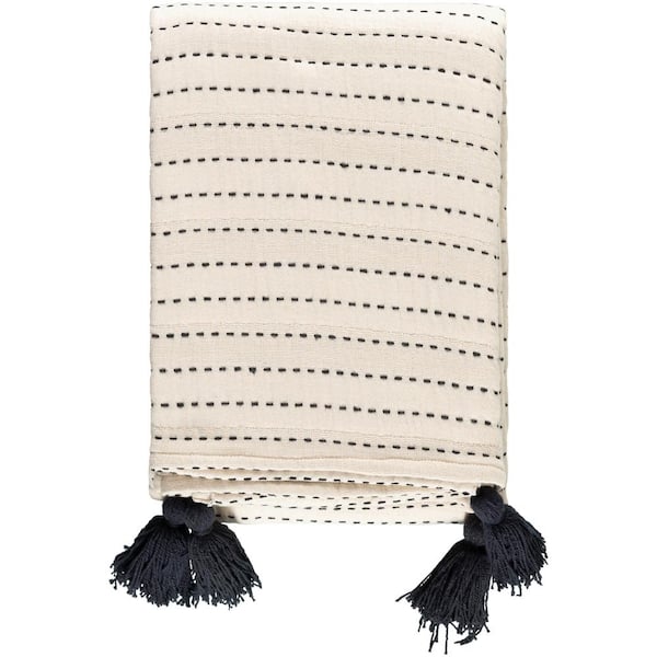 Livabliss Becki Owens Kapri Cream Cotton Throw Blanket